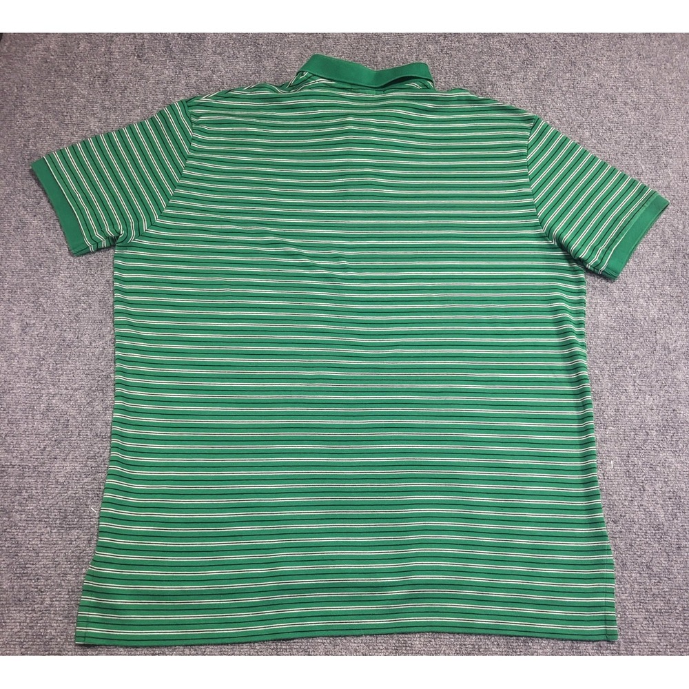 POLO RALPH LAUREN GREEN W/WHITE BLUE STRIPES ORANGE PONY POLO SHIRT SZ XX-LARGE - Picture 7 of 12